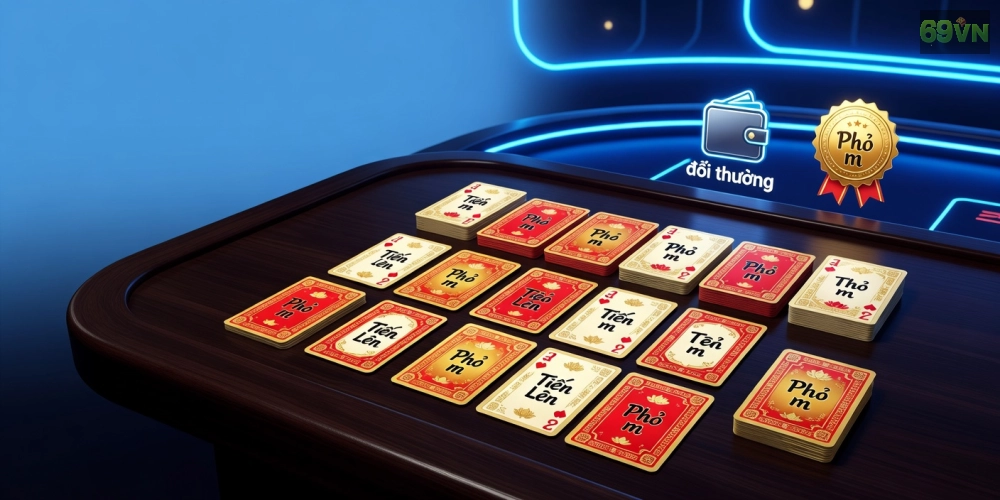 Minh họa khái niệm game bài đổi thưởng 69vn với giao diện hiện đại và phần thưởng hấp dẫn